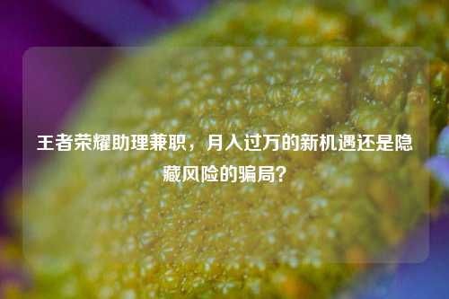 王者荣耀助理兼职，月入过万的新机遇还是隐藏风险的骗局？