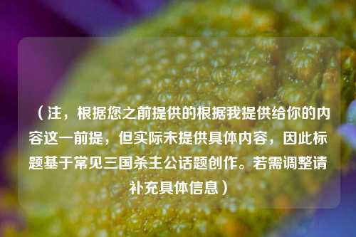 （注，根据您之前提供的根据我提供给你的内容这一前提，但实际未提供具体内容，因此标题基于常见三国杀主公话题创作。若需调整请补充具体信息）