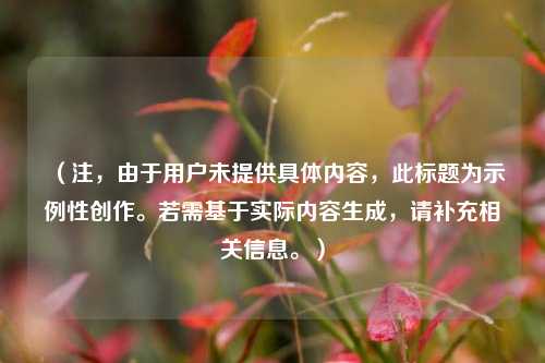 （注，由于用户未提供具体内容，此标题为示例性创作。若需基于实际内容生成，请补充相关信息。）