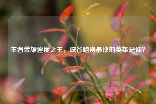 王者荣耀速度之王，峡谷跑得最快的英雄是谁？