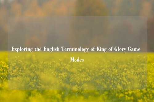 Exploring the English Terminology of King of Glory Game Modes